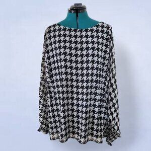Vince Camuto Houndstooth Chiffon Long Sleeve Blouse -‎ Size 3X